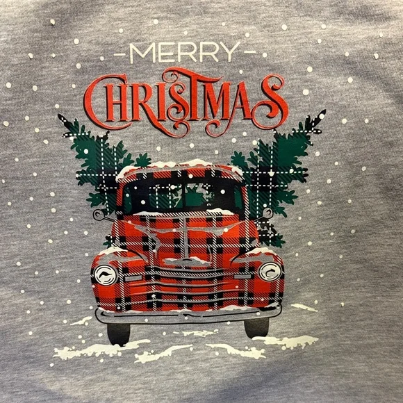 Gray Christmas Sweater with Red Truck Design - Picture 2 of 3
